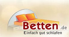 Illustration eines Bettes mit dem Text "Betten.de - Einfach gut schlafen".