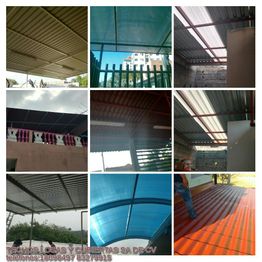 Collage de techos metálicos y cubiertas de diferentes estilos y colores.