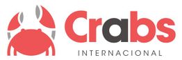 Logo de cangrejo rojo con texto "Crabs Internacional" en letras modernas.