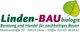 Linden-BAU Biologie Logo mit Blattmotiv, Adresse und Telefon: Beratung für nachhaltiges Bauen.