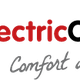 Logo van Electric met tekst "Comfort with a smile". Rood en wit kleurenschema.