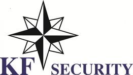 Logo mit einem stilisierten schwarzen Stern und dem Schriftzug "KF Security" in lila Schrift.
