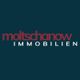 Logo in Rot und Weiß: "moltschanow IMMOBILIEN" auf dunkelblauem Hintergrund.