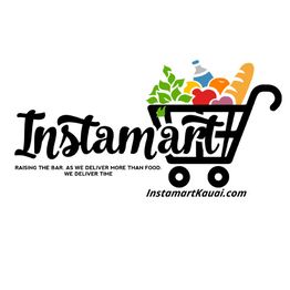 Instamart logo with shopping cart filled with groceries; text: "We Deliver Time."