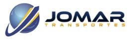 Logotipo da Jomar Transportes com globo azul e faixas amarelas.