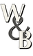 Buchstaben "W & B" in 3D-Optik, schwarz-weiß gestaltet.