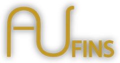 Stylized text logo with "AU" in gold and "FINS" in smaller font.