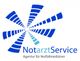 Blaues, spiralförmiges Logo mit Text: "NotarztService - Agentur für Notfallmediziner".
