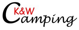 Logo mit dem Text "K&W Camping", stilvoll in Schwarz und Rot geschrieben.