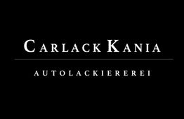 Text auf schwarzem Hintergrund: "Carlack Kania - Autolackiererei".