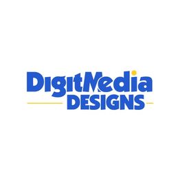 Blue and yellow "DigitMedia Designs" logo on a white background.
