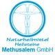 Blaues Logo mit Vitruvianischem Mann und Text: "Naturheilmittel Hellsteine Methusalem GmbH".