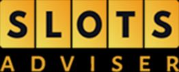 Gelbes Logo mit schwarzem Text: "SLOTS ADVISER" in zwei Zeilen, auf schwarzem Hintergrund.