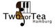 Logo mit Notenschlüssel, Klaviertasten und Text "Two for Tea Hamburg".