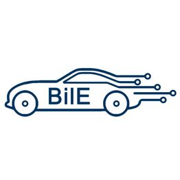 Biltegning med ordet "BilE" og linjer bag bilen, der symboliserer fart.