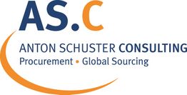 Logo: Anton Schuster Consulting, Text: Procurement, Global Sourcing, Farben: Blau und Orange.