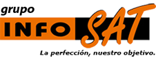 Logo de INFO SAT en colores negro y naranja.