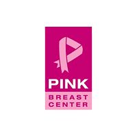 Logo of Pink Breast Center with a pink ribbon forming the letter P.