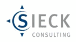 Logo mit Kompass und dem Text "SIECK CONSULTING" in Grau und Blau.