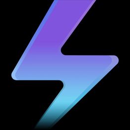 Rayo en degradado de morado a azul sobre fondo negro.