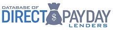 Text: "Database of Direct Payday Lenders" with a money bag icon.