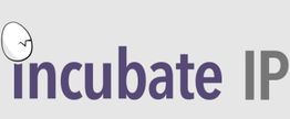 Logo with a cracked egg and the text "incubate IP" in purple and gray on a light background.