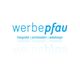 Logo mit Text: "werbepfau" und Slogan "fotografie | printmedien | webdesign" in Blau.
