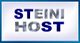 Textlogo "STEINI HOST" in blauen und silbernen Buchstaben vor weißem Hintergrund.