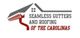 Logo of Seamless Gutters and Roofing of the Carolinas with house and gutter imagery.
