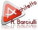 Logo con lettera "A" rossa, testo inclinato "Architetto" e nome "A. Barciulli" in basso.