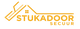 Logo van Stukadoor Secuur met iconisch huis en tekst in gele letters.