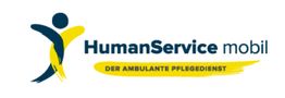 Logo von HumanService mobil mit dem Slogan "Der ambulante Pflegedienst".