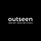 Zwart logo met witte tekst: "outseen content creation studio".