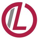 Logo con cerchio rosso e lettera "L" stilizzata con barra grigia.