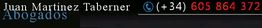 Texto: "Juan Martínez Taberner Abogados" y número de teléfono +34 605 864 372.