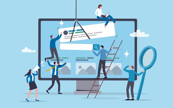 Illustration vom Prozess der Erstellung einer Webiste.