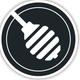 Icon van een honingdipper in een cirkel, zwart-wit ontwerp.