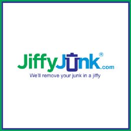 Logo of Jiffy Junk with text: "We’ll remove your junk in a jiffy."