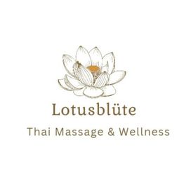 Logo: Gezeichnete Lotusblüte über dem Text "Lotusblüte Thai Massage & Wellness".