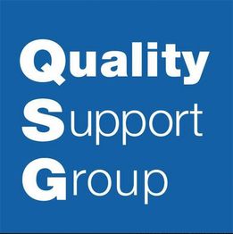 Blue background with "QSG: Quality Support Group" in white bold and regular text.