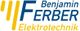 Logo mit Schriftzug "Benjamin FERBER Elektrotechnik" in Blau und Gelb.