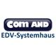 Logo mit Text: "Com AND EDV-Systemhaus" in blau und weißer Schrift auf dunkelblauem Hintergrund.