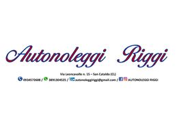 Logo di "Autonoleggi Riggi" con contatti e indirizzo a San Cataldo, CL.