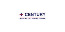 Century Medical and Dental Center logo with a blue and red cross symbol.