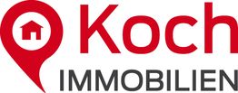 Logo von Koch Immobilien mit rotem Standort-Pin und einem Haus-Symbol.
