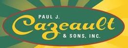 Logo with "Paul J. Cazeault & Sons, Inc." in green and yellow on an oval background.