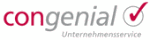 Logo mit dem Text "congenial Unternehmensservice" und einem Häkchen-Symbol.