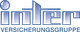 Logo mit glänzendem "inter"-Schriftzug auf blauem Hintergrund.