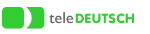 Grünes Logo mit Schriftzug "teleDEUTSCH" in Grau und Grün auf weißem Hintergrund.