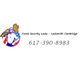 Logo of Frank Security Locks with contact number 617-390-8983, featuring a locksmith figure.